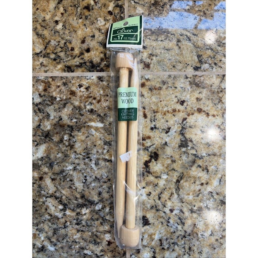 Clover No. 17 12.75 mm 10" Premium Wood Knitting Needles NEW